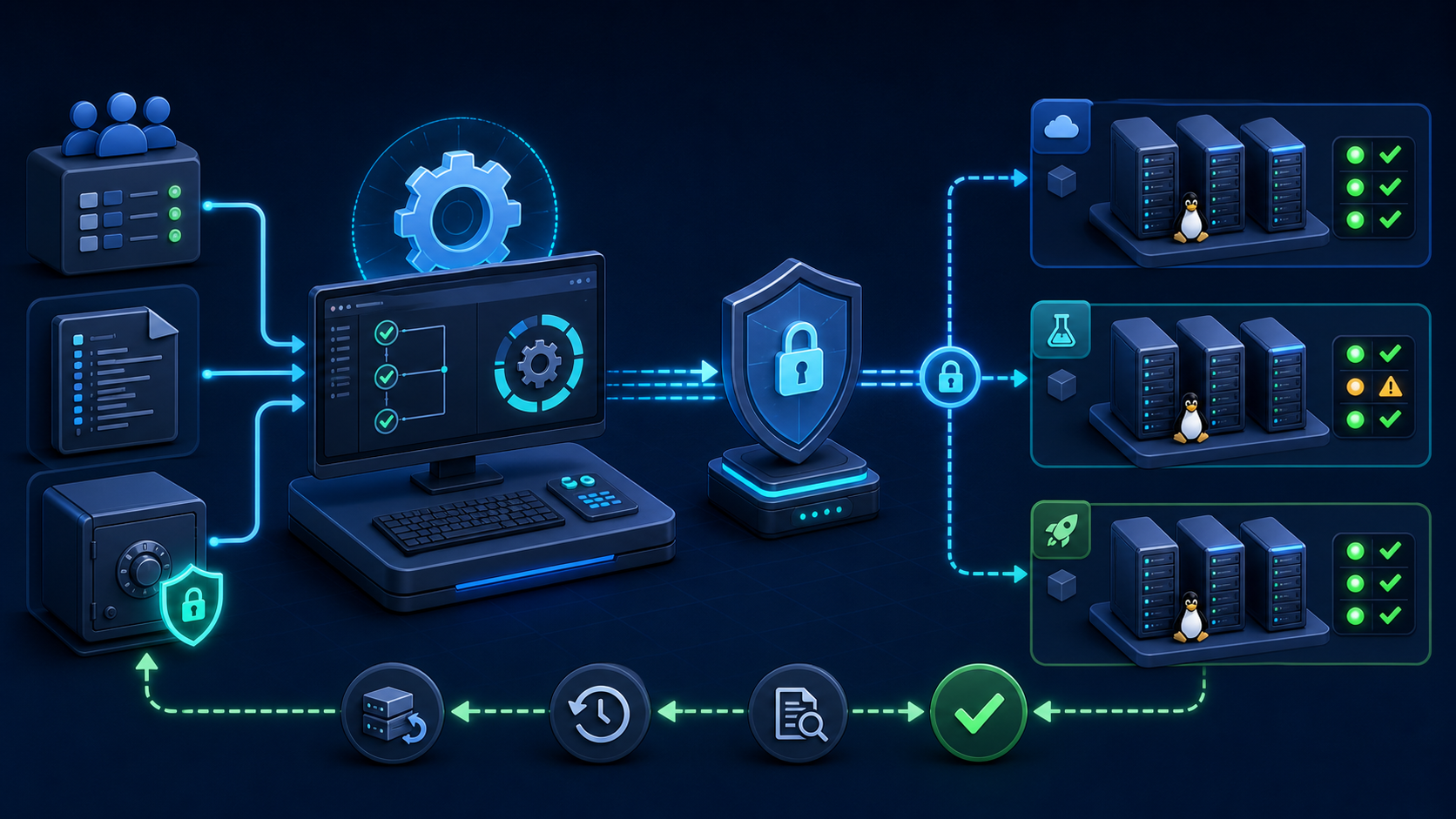 Ansible 플레이북 자동화: 인벤토리와 제어 노드, SSH, 서버 그룹, 검증과 복구 흐름