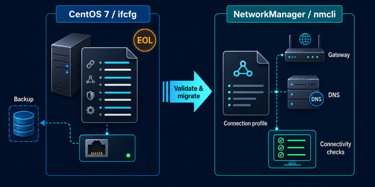 CentOS 7.9 네트워크 설정: ifcfg·nmcli·이관 주의사항