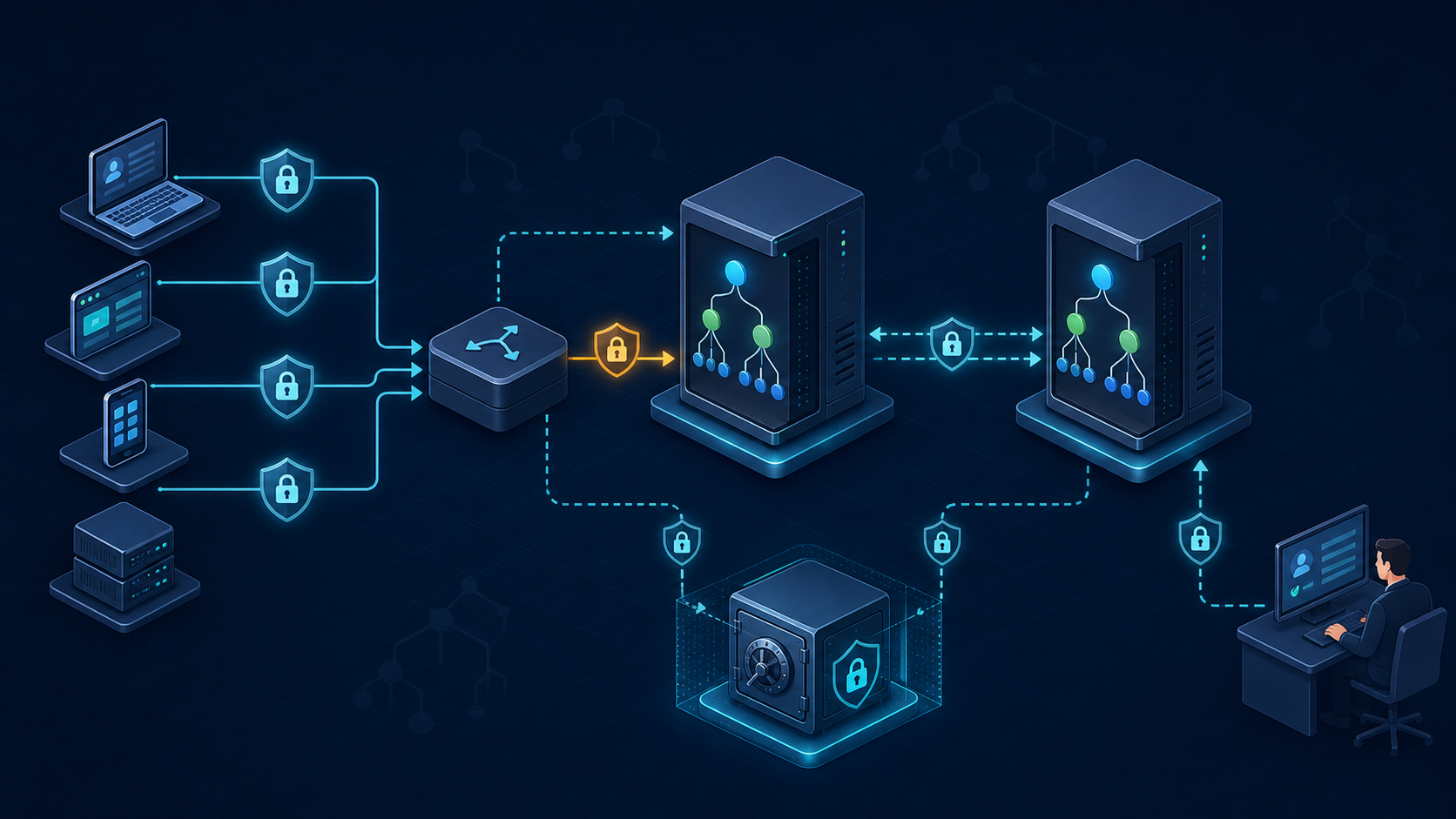 OpenLDAP 구축 구조: TLS 클라이언트, 로드밸런서, 2노드 syncrepl과 암호화 백업