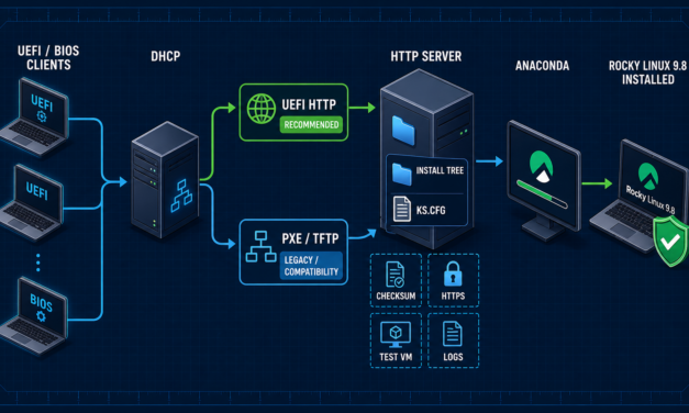 PXE Kickstart 구축: Rocky Linux 9 UEFI 무인 설치